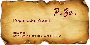 Poparadu Zseni névjegykártya